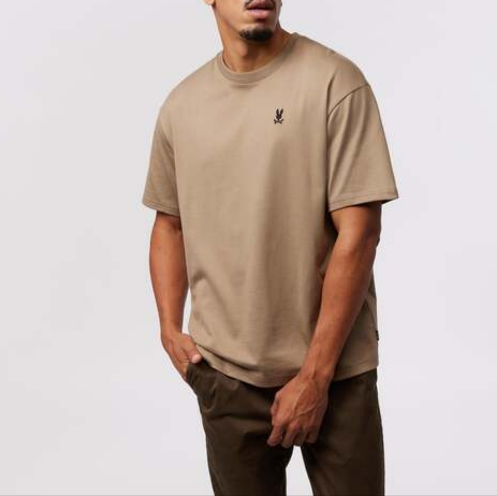 PSYCHO BUNNY Men's Relaxed Fit Oversized Tee Antique Taupe Size 5 / Medium